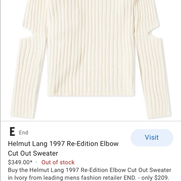 Helmut Lang 997 Reedition Elbow Cut Out 